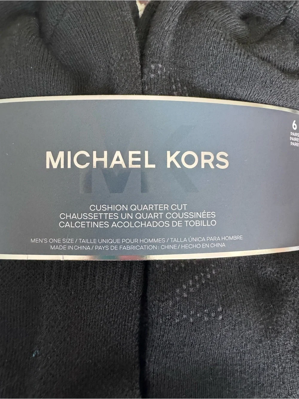 NWT MICHAEL KORS Men’s Black Cushion Quarter Socks 6 Pack MK logo